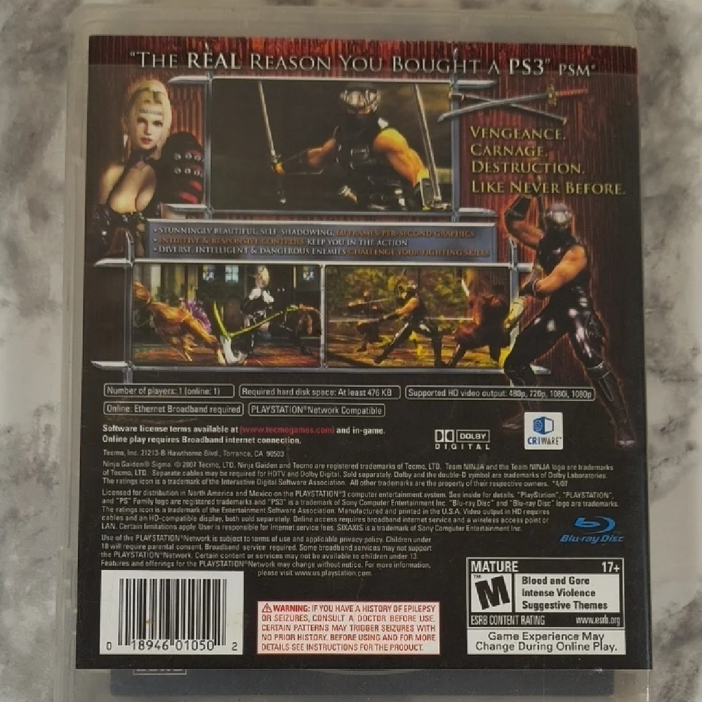 Ninja Gaiden Sigma Game for PlayStation 3 -